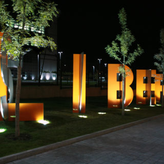 View of typographical sculpture